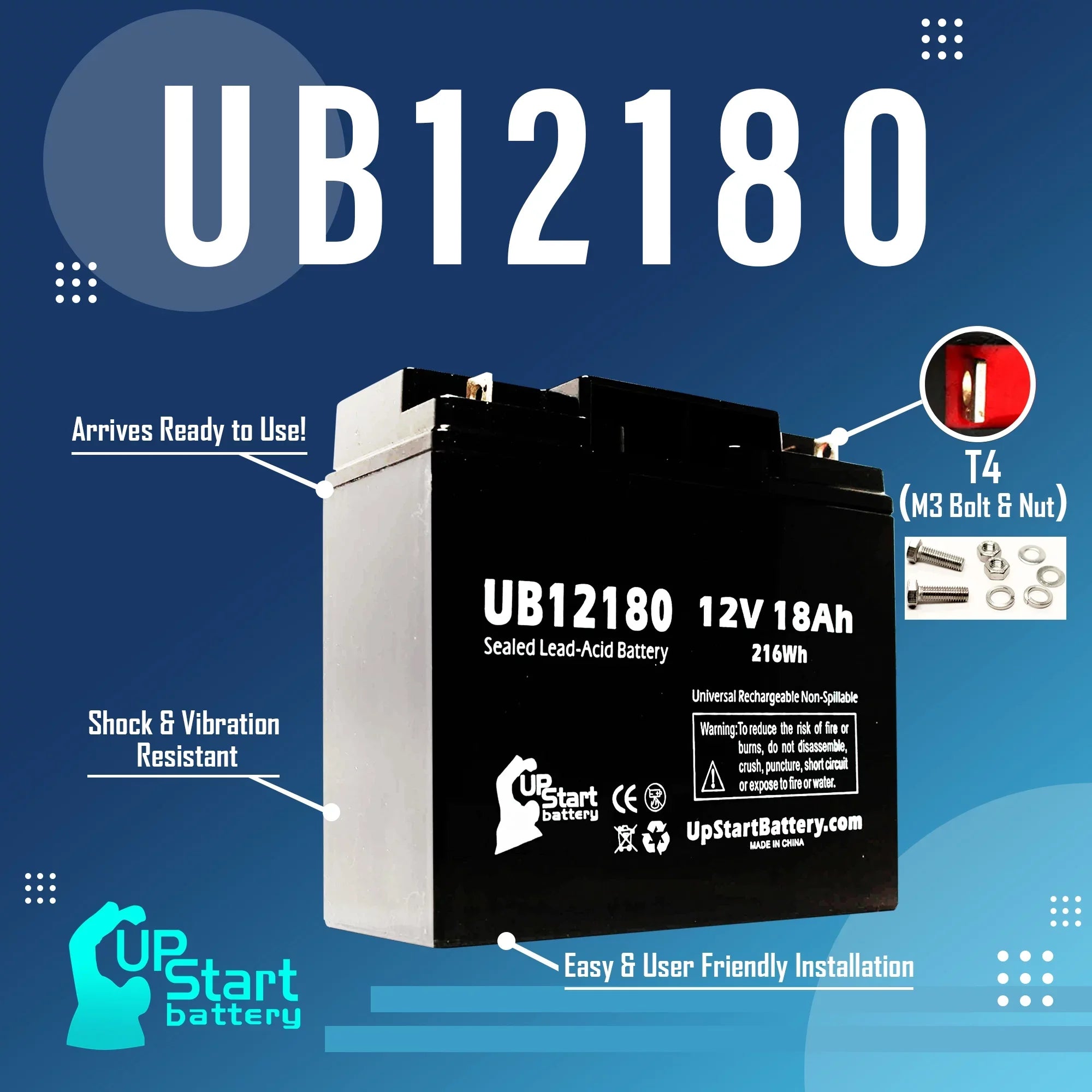 Compatible     Battery - Replacement  Universal Sealed Lead Acid Battery (12V, 18Ah, 18000mAh,  Terminal, , )