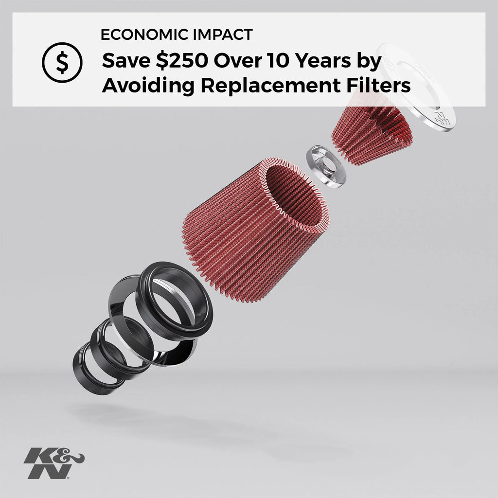 & Universal Clamp-On Air Filter: High Performance, Premium, Washable, Replacement Filter: Flange Diameter: 3.5 In, Filter Height: 8 In, Flange Length: 1.25 In, Shape: Round Tapered, -1045