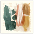 Ochre Echo  Abstract Colorful Frameless Tempered Glass Panel Contemporary Wall Art - 38 x 38 in.