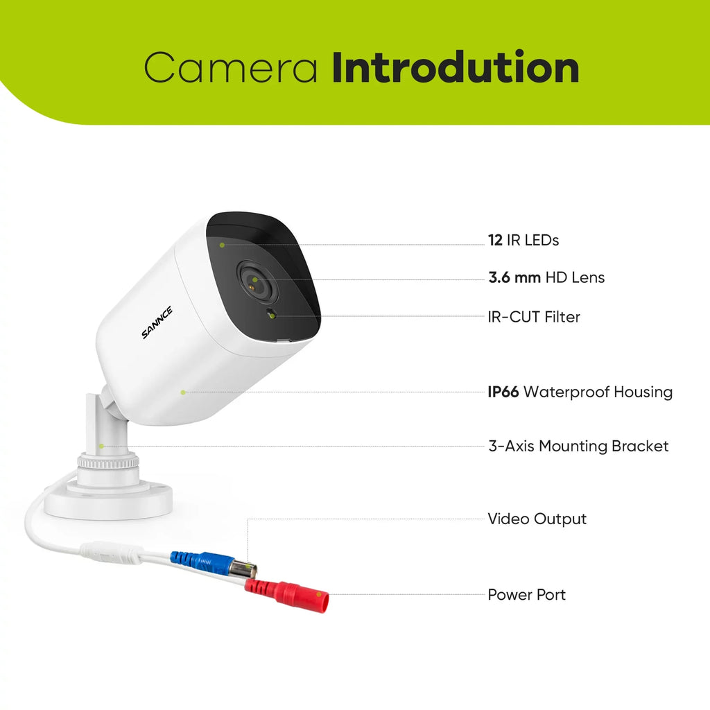 4PCS 2MP Full  Wired Outdoor  Security Camera for  Security Camera System with  Waterproof 100 ft Night Vision