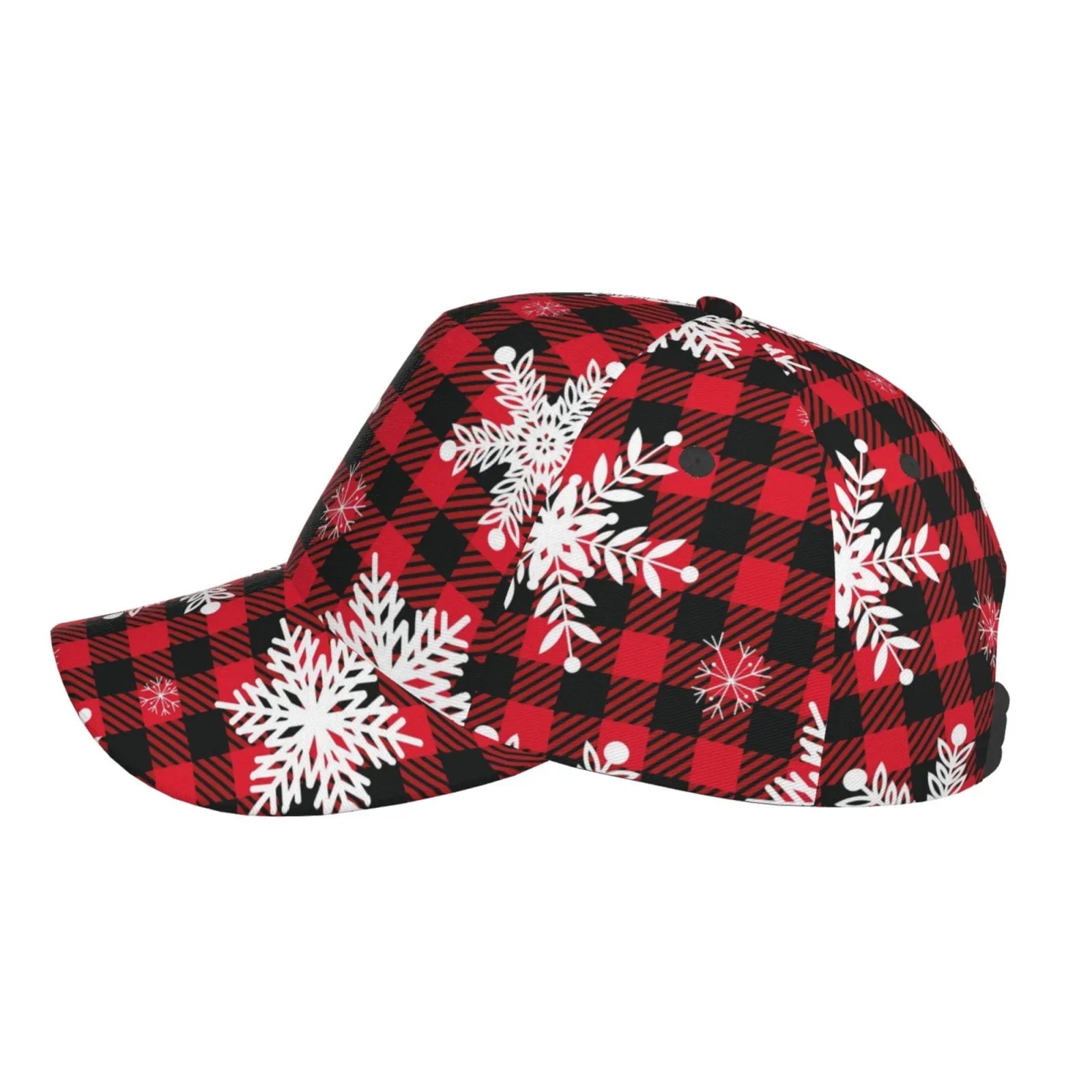 Balery Baseball Cap Adjustable Size for Running Workouts and Outdoor Activities All Seasons Dad Hat(Snowflakes On  Buffalo Plaid)
