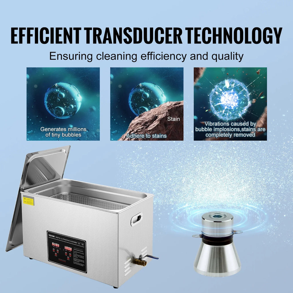 30L Ultrasonic Cleaner 304 Professional Industrial Grade Jewelry Cleaner with 752W Timer Heating Digital Sonic Large Cleaner for Watch Ring Coin Glass Instruments   RoHS Certified