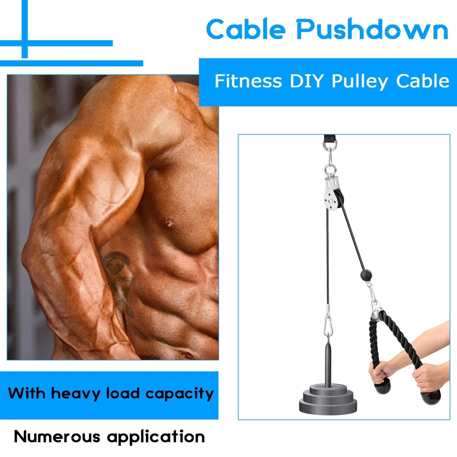 Meterk Fitness  Pulley Cable Machine Attachment System Loading Pin Lifting Arm Biceps Triceps Blaster Hand Strength Training Equipment