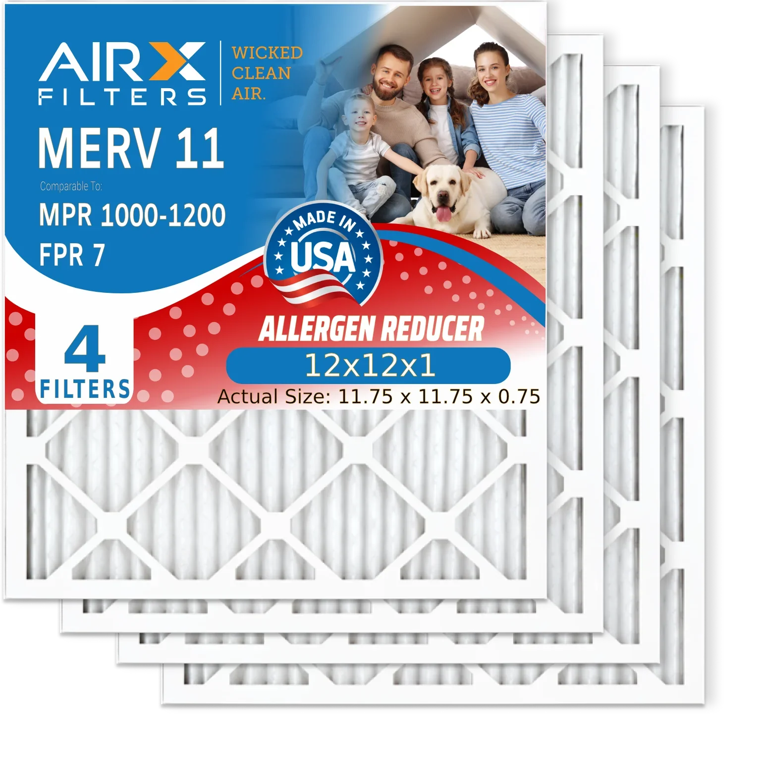 12x12x1 Air Filter  11 Comparable to  1000,  1200 &  7 Electrostatic Pleated Air Conditioner Filter 4 Pack  Premium  Made 12x12x1 Furnace Filters by     .