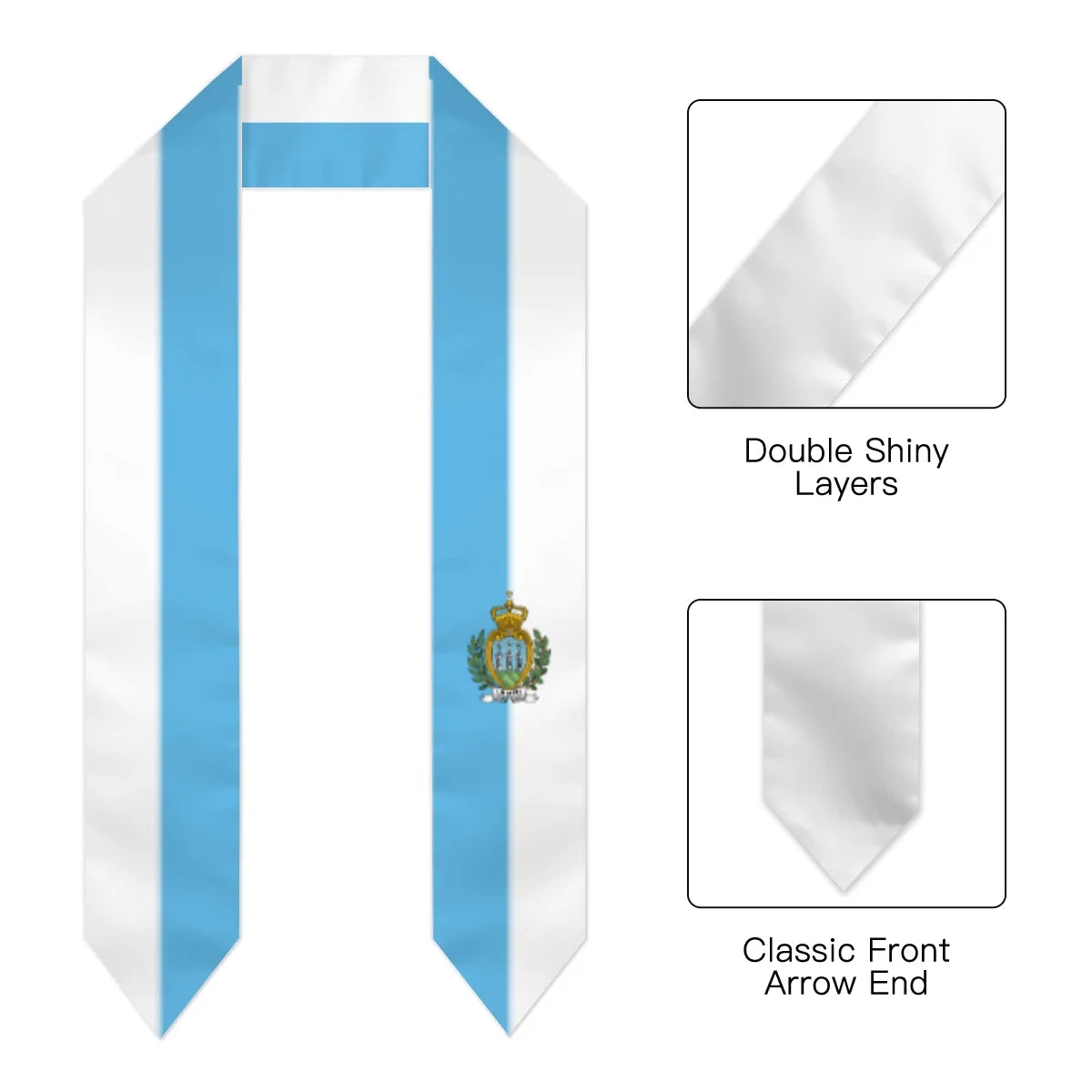 San Marino Flag Shawl Sash Stole Graduation Shawls Wraps Scraf For International Study