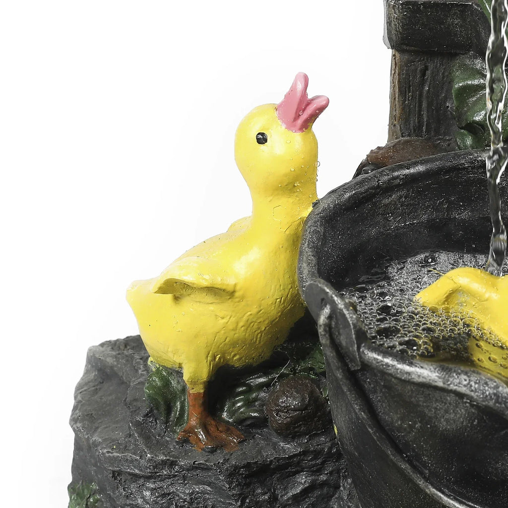 HomeStock Resin Antique Ambiance Duck Family Bath Outdoor Fountain