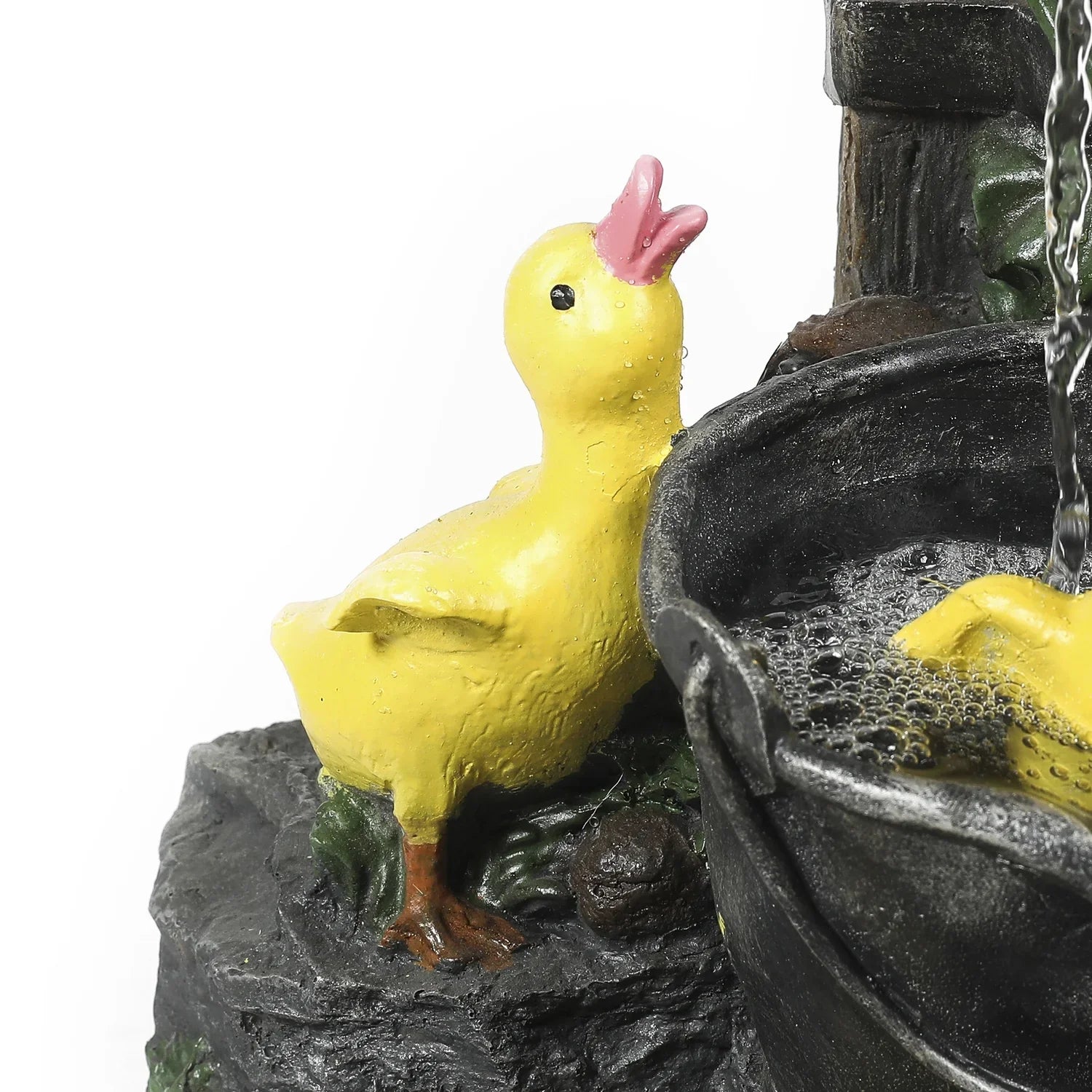 HomeStock Resin Antique Ambiance Duck Family Bath Outdoor Fountain