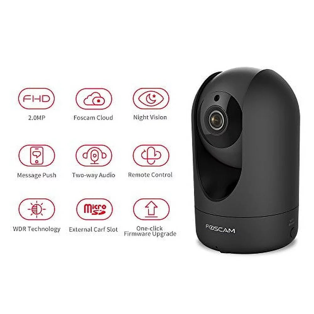 Home Security Camera Foscam  4MP WiFi  Camera,Wireless Baby Monitor with  Human Detection Sound Detection 33ft Night Vision 2 Way Audio Camera Compatible with Alexa Black