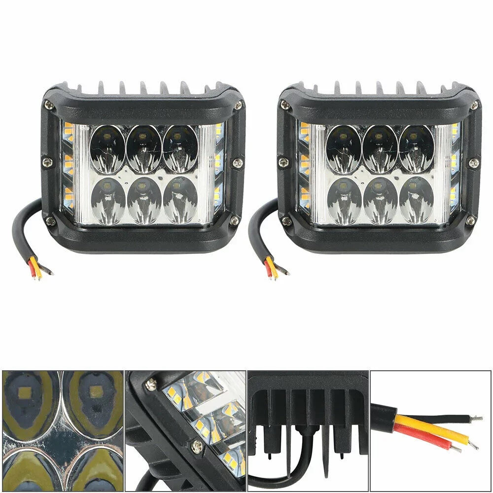 Jercoda 2 Set 45W  Work Light with  Work Light Bar Mount Bracket Clamp Holder for  Car Truck   Universal Cars
