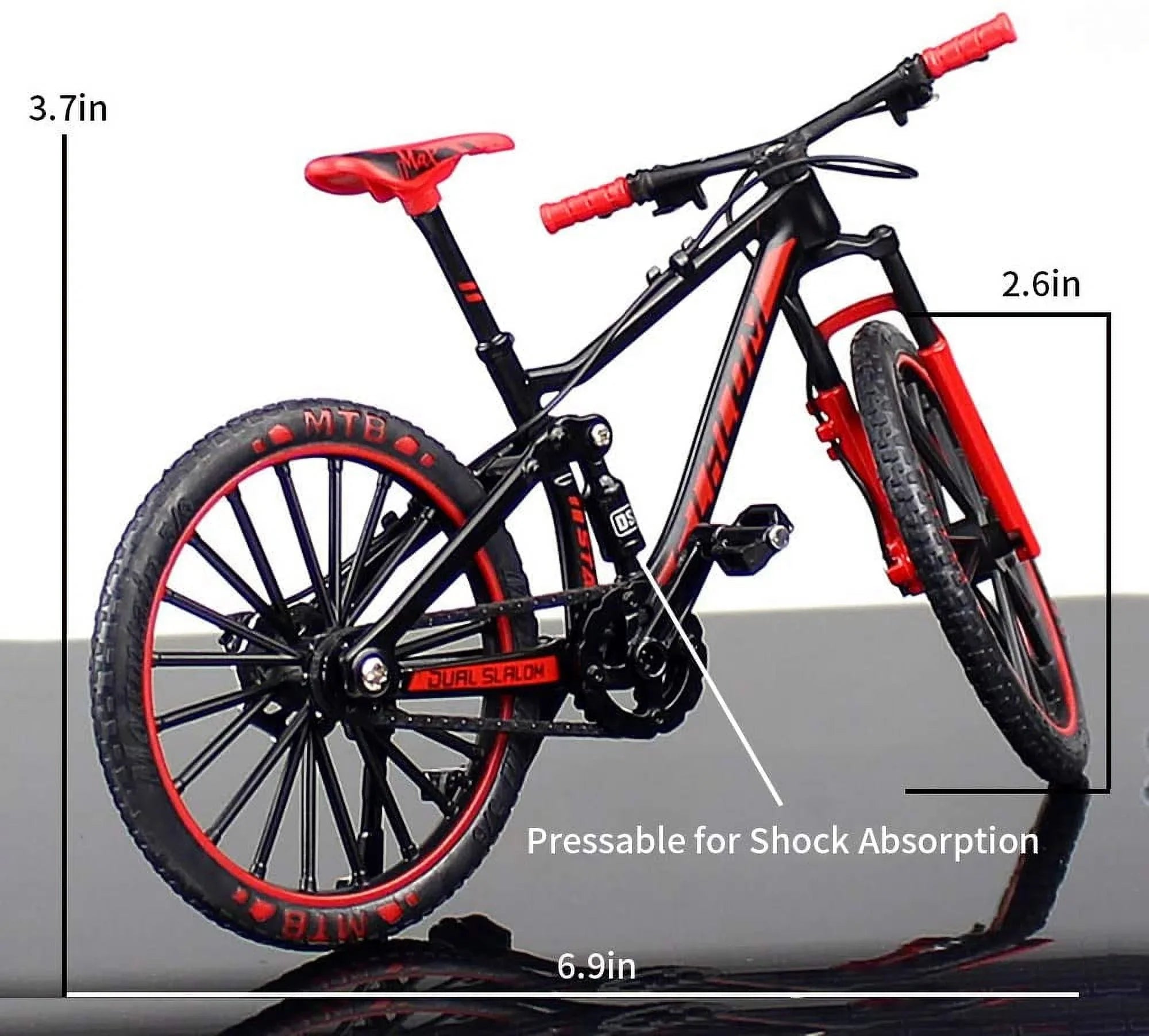 ! Alloy Mini Downhill Mountain Bike Toy, Die-cast  Finger Bike Model for Collections (Black/Red)