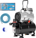 110-120V Professional Airbrushing Paint System with 1/5  Air Compressor and 1 Airbrush Kit for Tattoo Makeup Shoes Cake Decoration