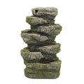 Home Furnishings Cascading Stone Tabletop Outdoor Fountain with Light - 13.75" - Brown