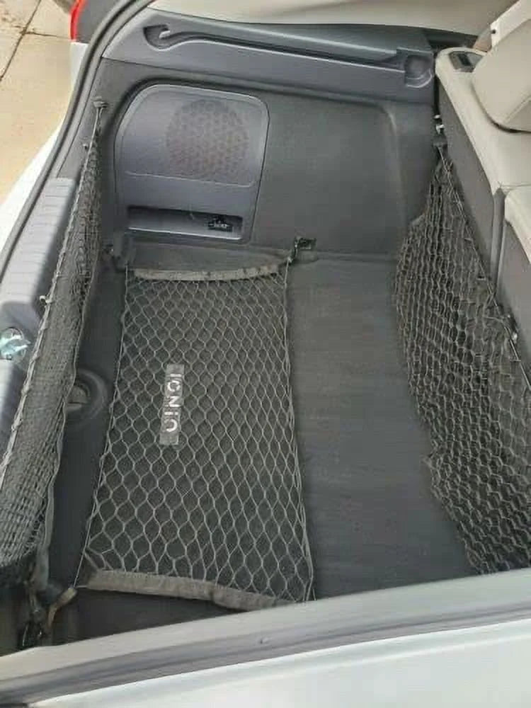 (Qty.3) Trunk Organizer Cargo Nets for   2017-2019 – Floor & 2 Envelope Style Cargo Nets for Hatchback – Premium Mesh Elastic Car Trunk Organizer – Compatible