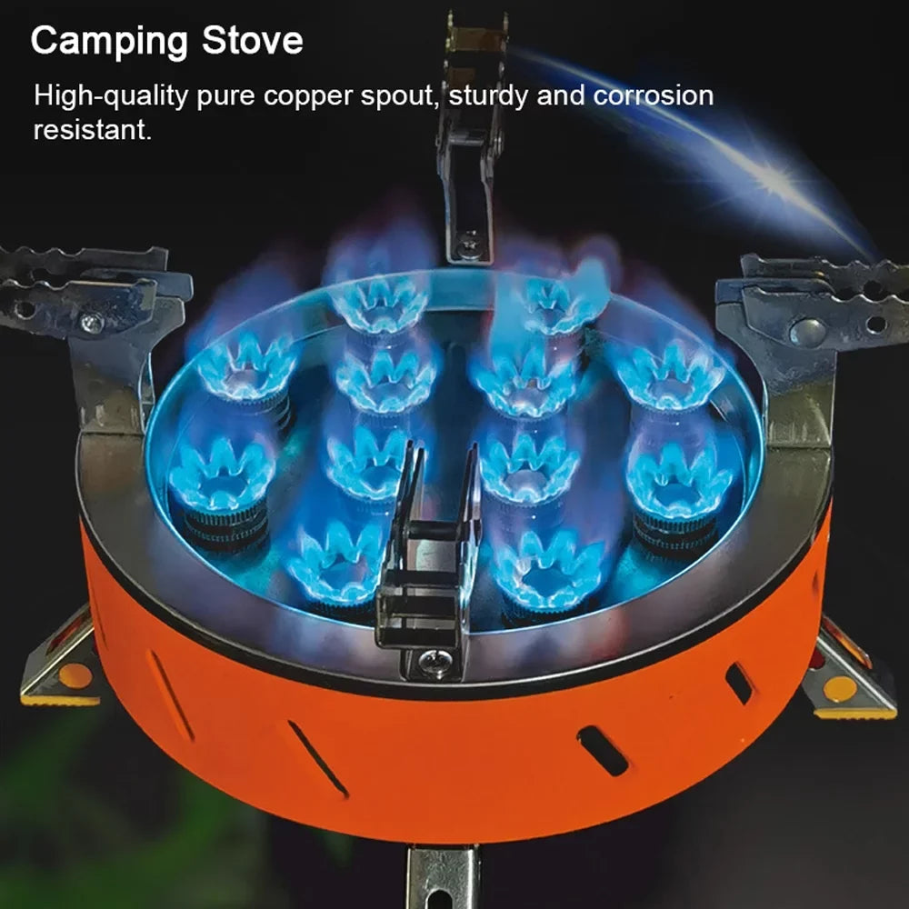 12-Core Camping Stove, Windproof and High-Power Gases Stove - Outdoor Furnace for Camping