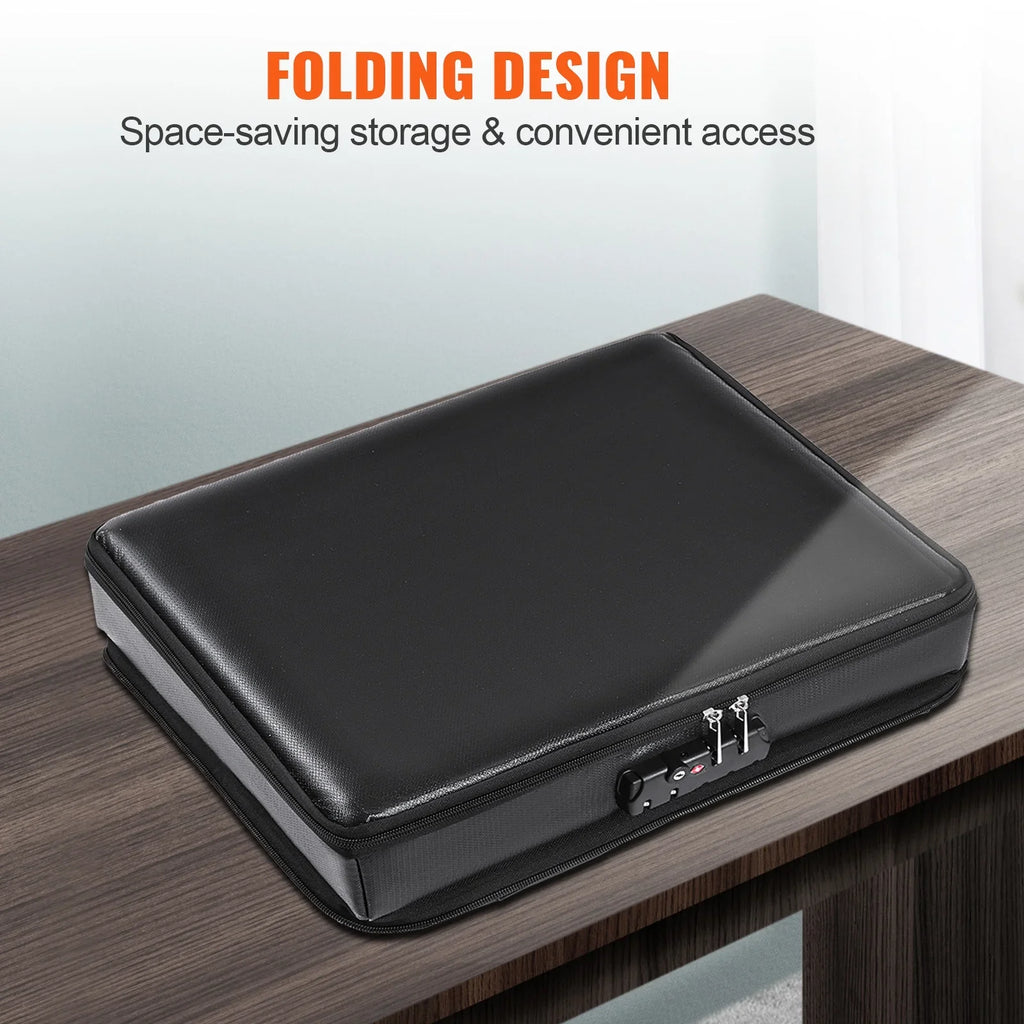 Fireproof Document Box with Lock File Document Organizer 2000℉ Fireproof & Waterproof Document Bag 2 Layer Portable File Box with Handle