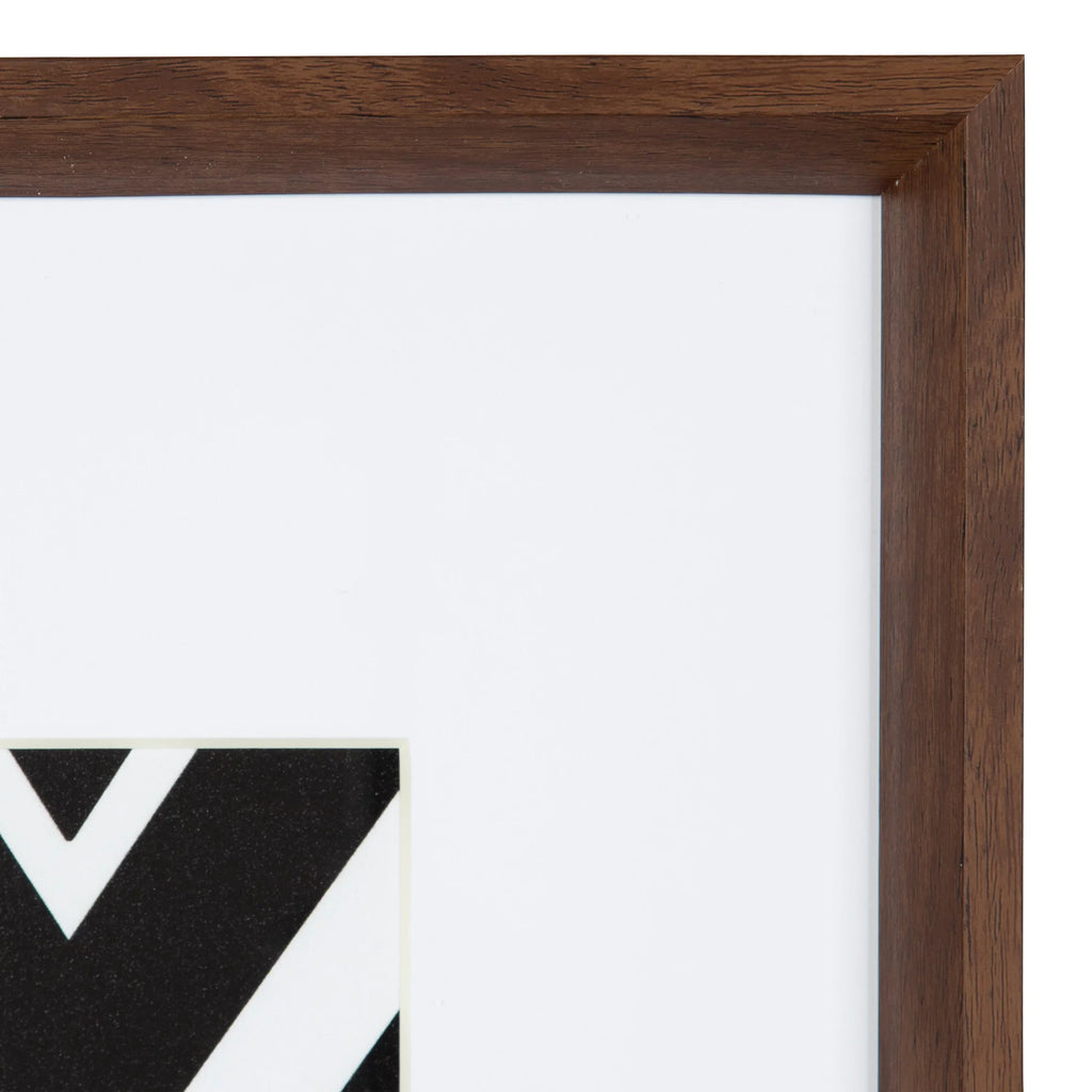 Kate and Laurel Calder Modern Framed Abstract Art Prints, Set of 6, Walnut Brown, Mid-Century Wall Decor for Display