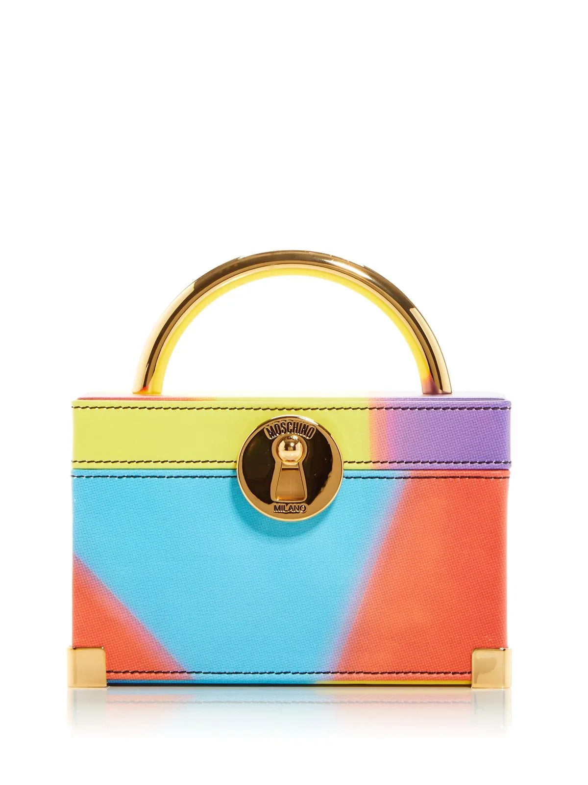 Women's Yellow Color Block Top Handle Strap Handbag Purse