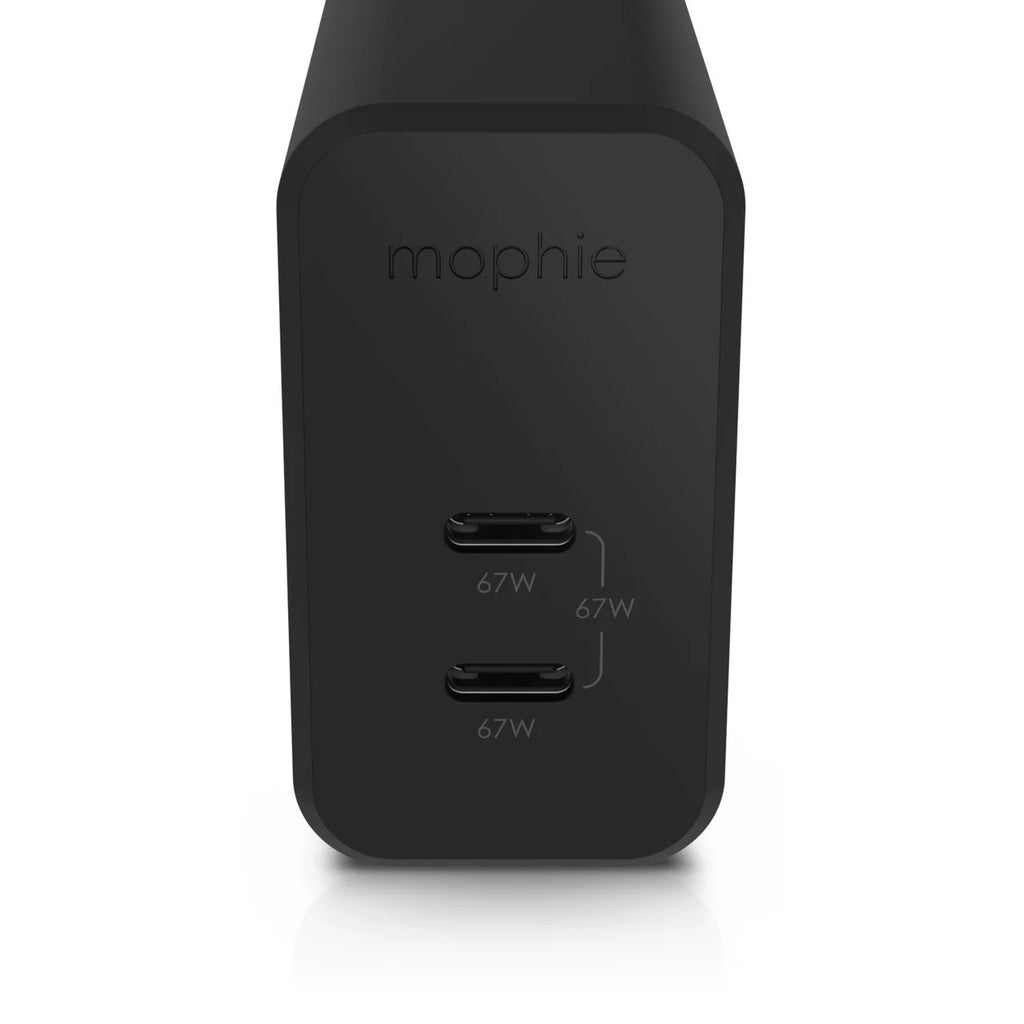 mophie   Charger GaN 67W, 3-Port Fast Compact Foldable Wall Charger for MacBook Pro/Air, iPad Pro, Galaxy /,  Spectre, Note20/10+, iPhone 14/13/12 Pro, Pixel, and More - Black