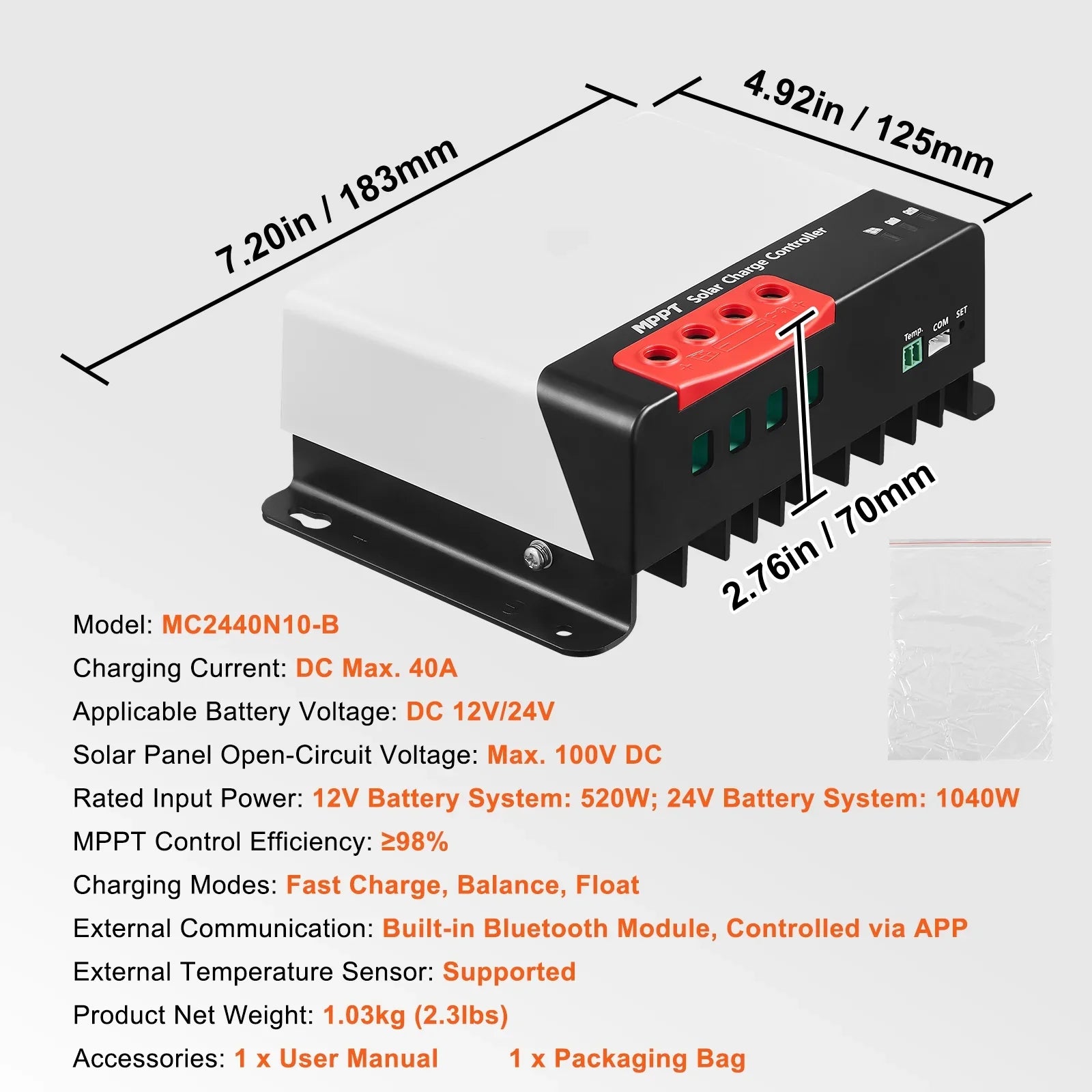 Solar Charge Controller 40 Amp 12V/24V Car Solar Panel Controller
