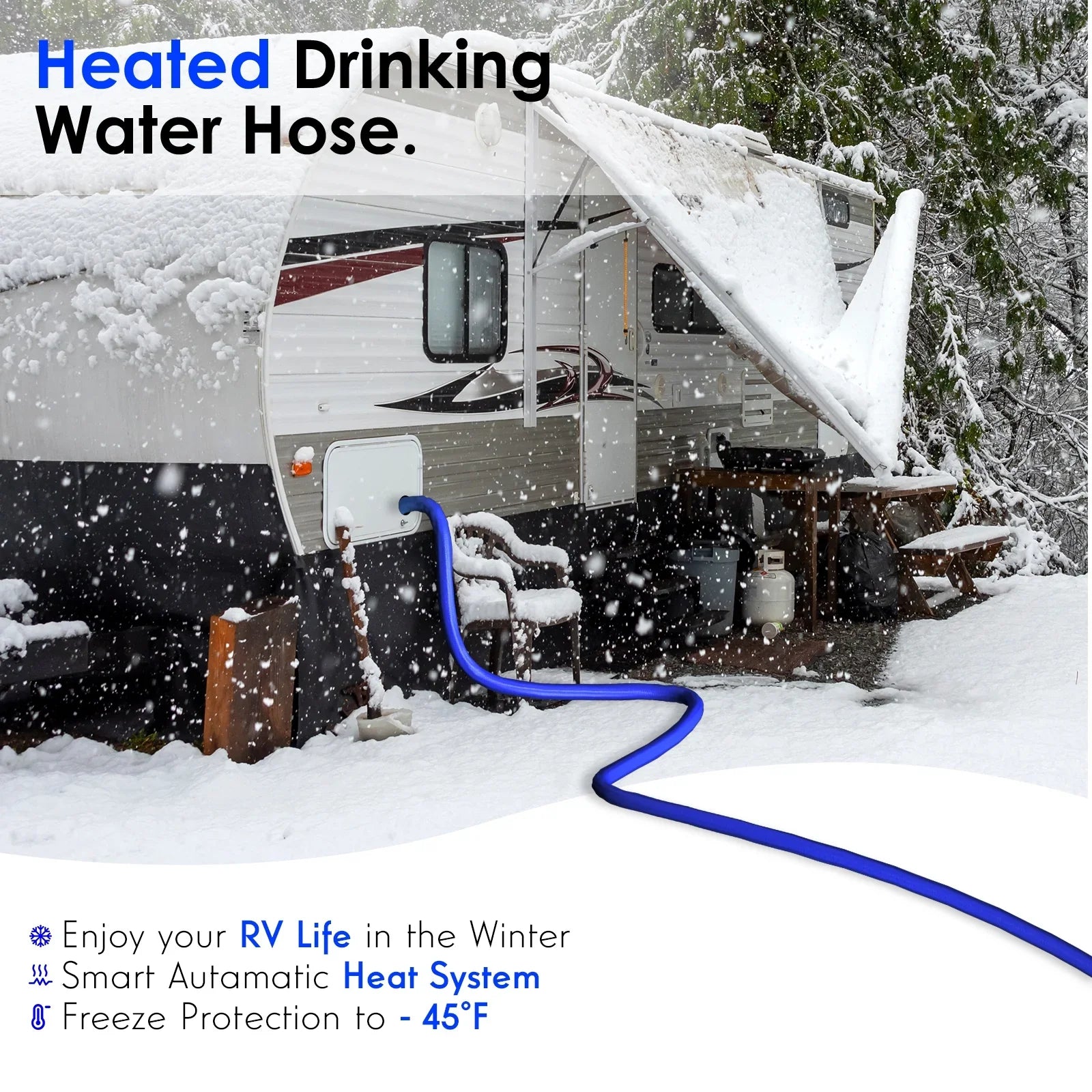 100FT Heated Water Hose for ,-45 ,Antifreeze Drinking Garden Water Hose,Rv Accessories, Rv Water Hose,Rv