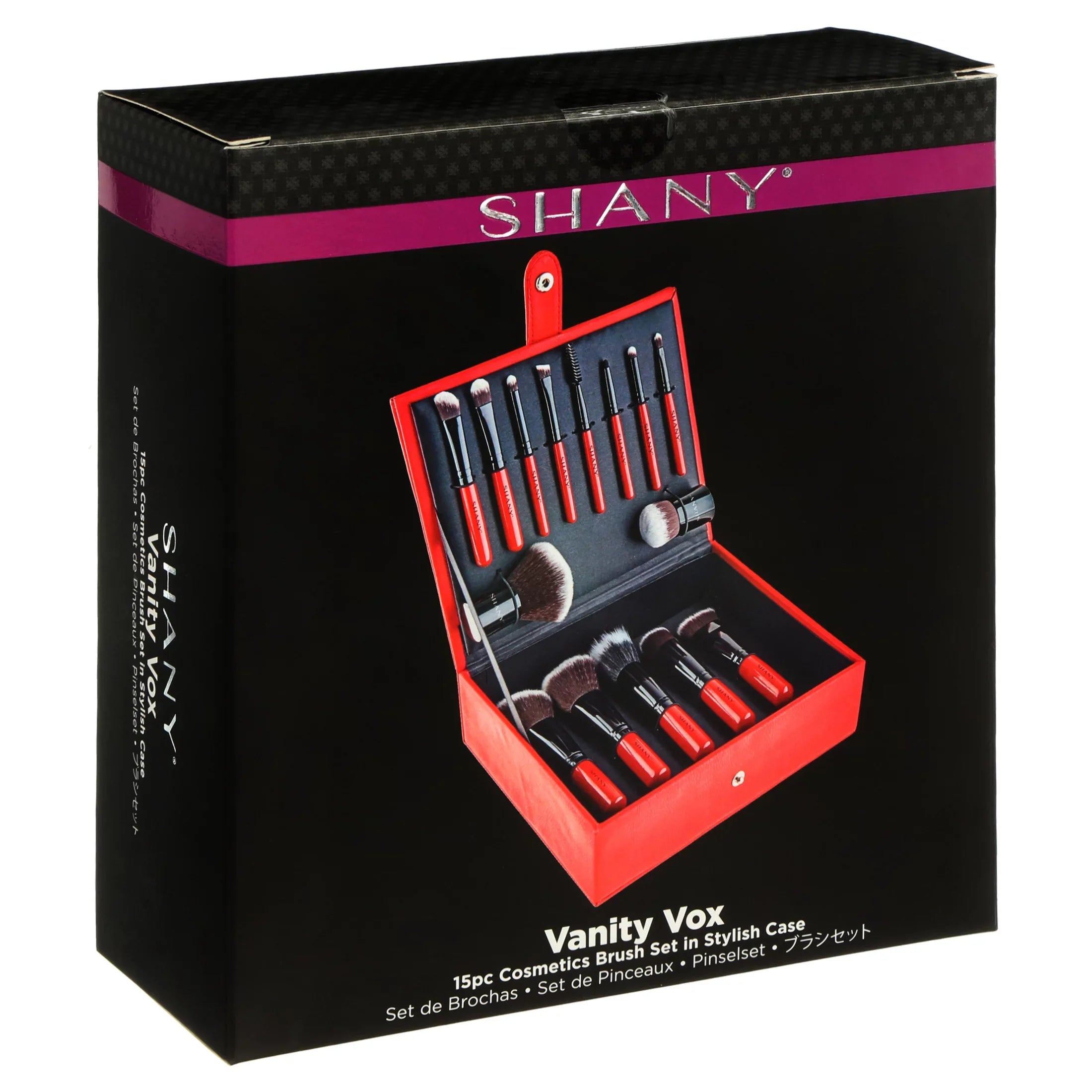 Vanity Vox- 15 Pc Premium Cosmetics Brush Set with Stylish Storage Box and Stand