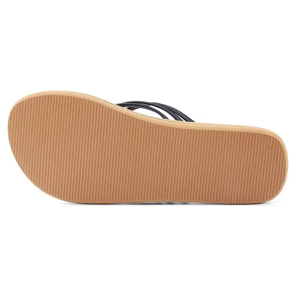 Livi Life Women's Indoor or Outdoor Casual Walking Flip Flop Sandals (Black)