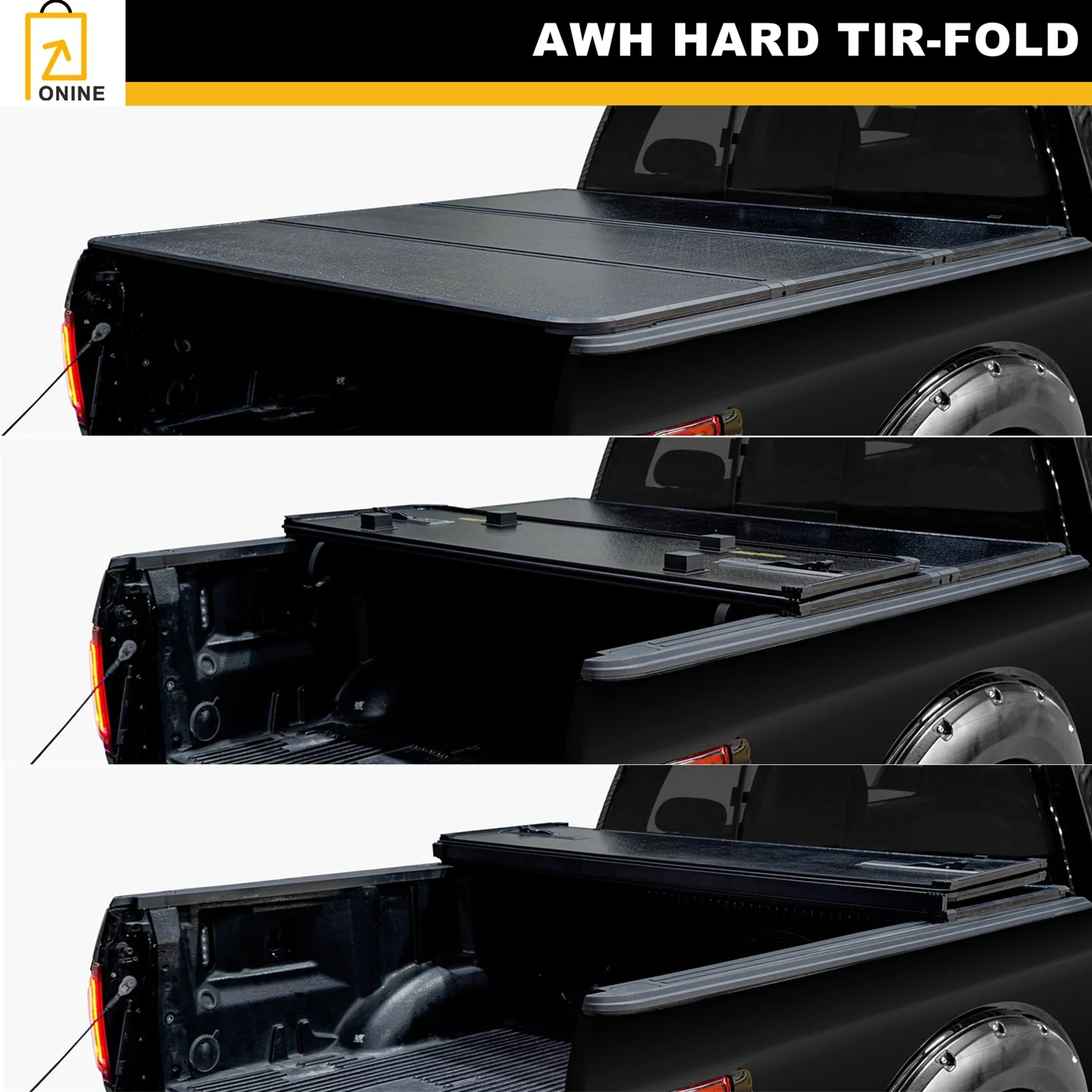 Hard Tri-Fold Truck Bed Tonneau Cover Custom Fit 2019-2024 Dodge Ram 1500 New Body 5.7ft Bed(67"), Does not fit Classic, Does Not Fit with Multi-Function (Split) Tailgate or RamBox