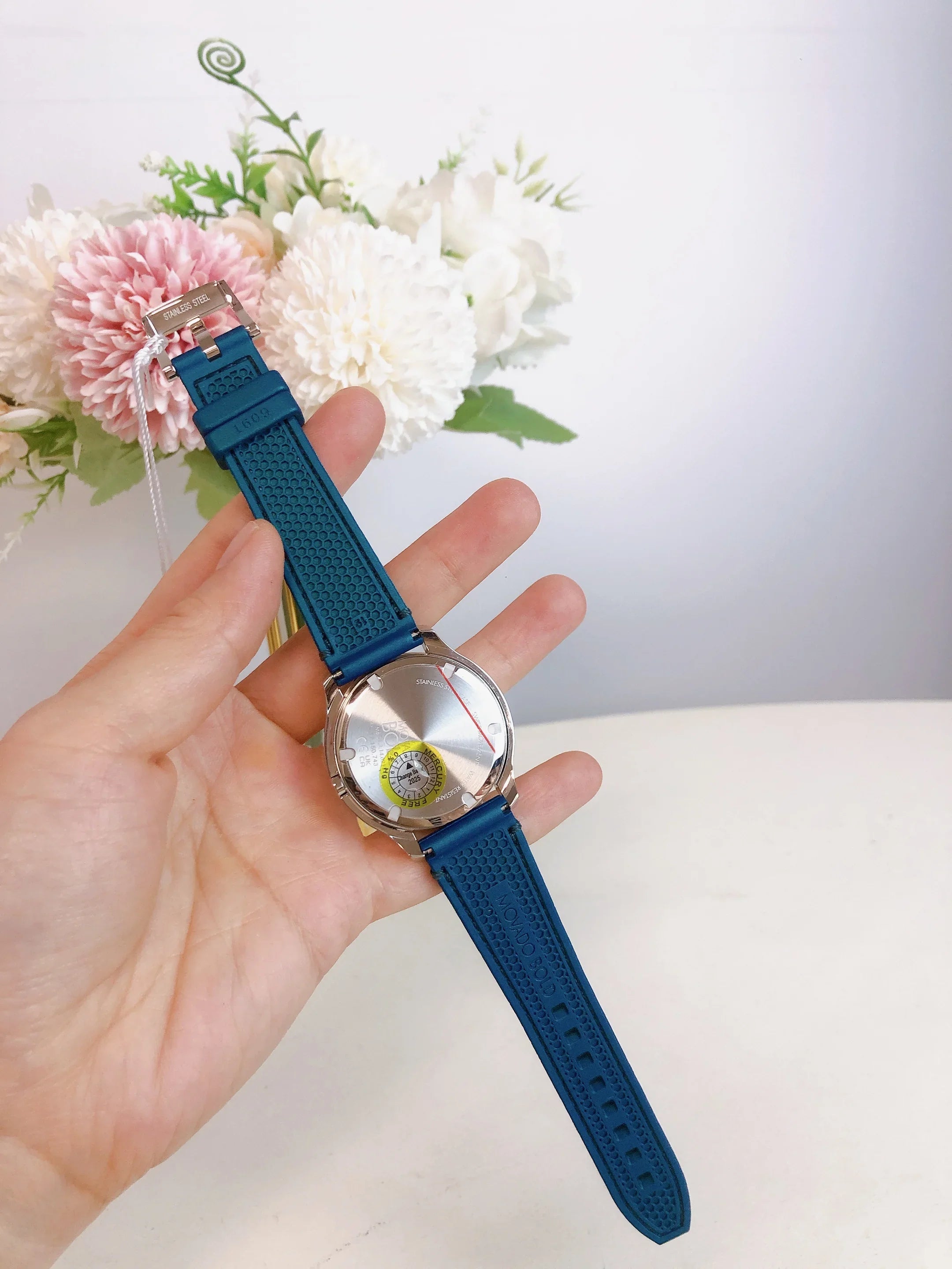 Movado 3600715 Bold Women Silver Dial Green Silicon Strap Swiss Watch