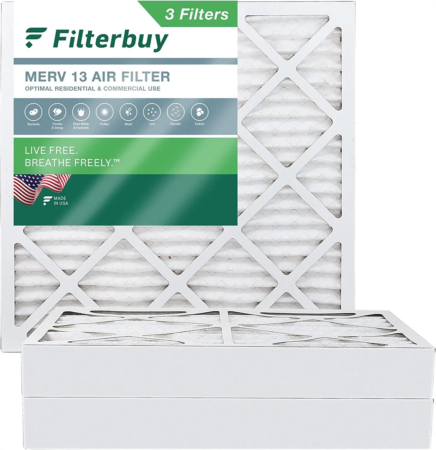 Filterbuy 20x20x4  13 Pleated   Furnace Air Filters (3-Pack)