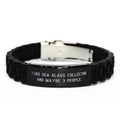 Like Sea. Black Glidelock Clasp Bracelet, Sea Glass Collecting Present From Friends, Sarcasm Engraved Bracelet For Friends, , Beach glass, Sea glass jewelry, Sea glass art, Beach glass decor, Sea