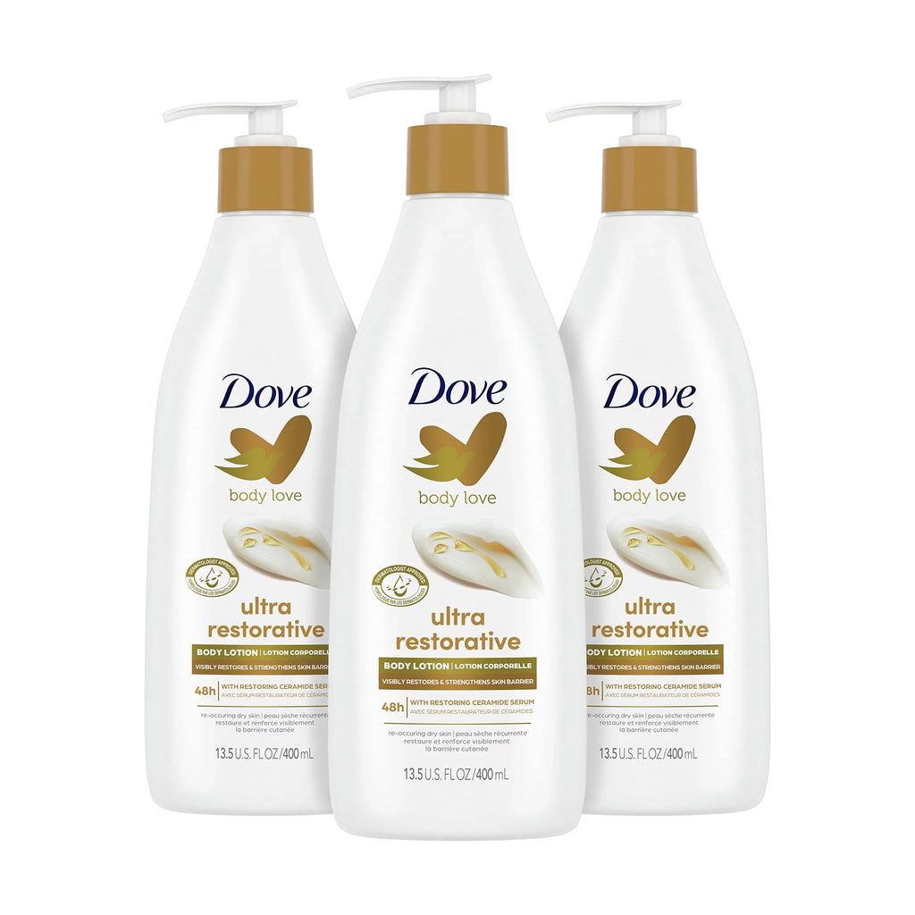 Dove Body Love Body Lotion Restoring Care Pack Of 3 For Reoccuring Dry Skin Visibly Improves Very Dry Skin 13.5 Oz.