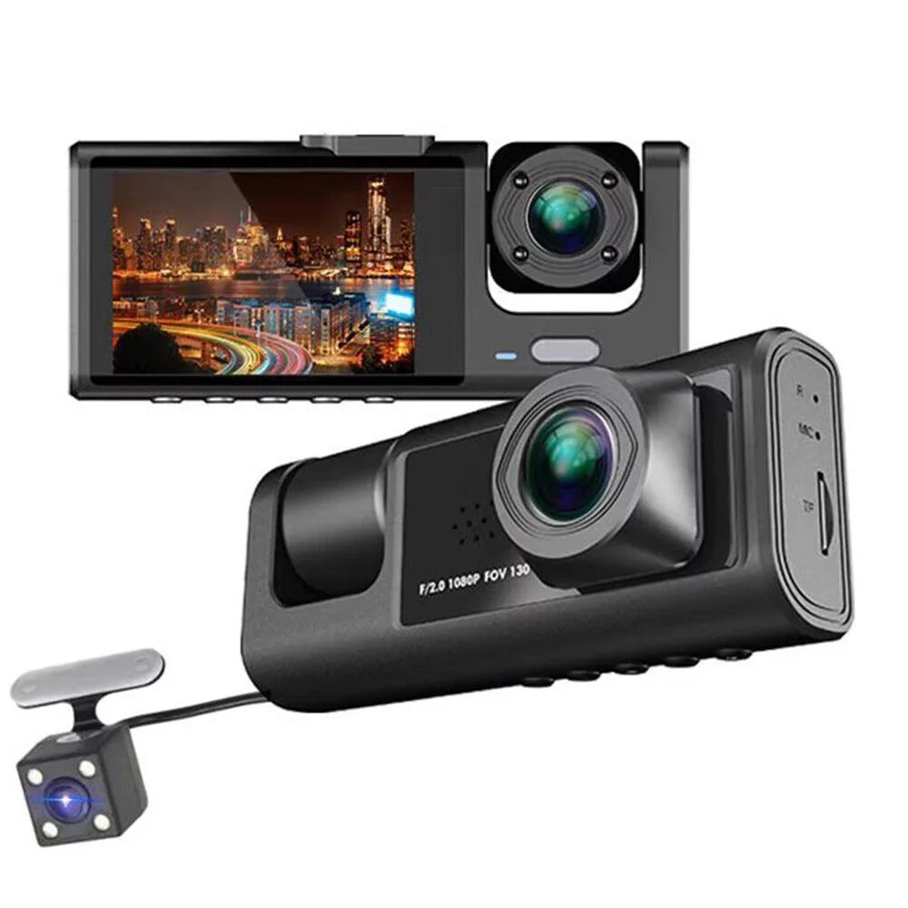 Kqiang  1080P Car Dual Lens Dash Cam Front/Rear/Inside Video Recorder Camera -sensor