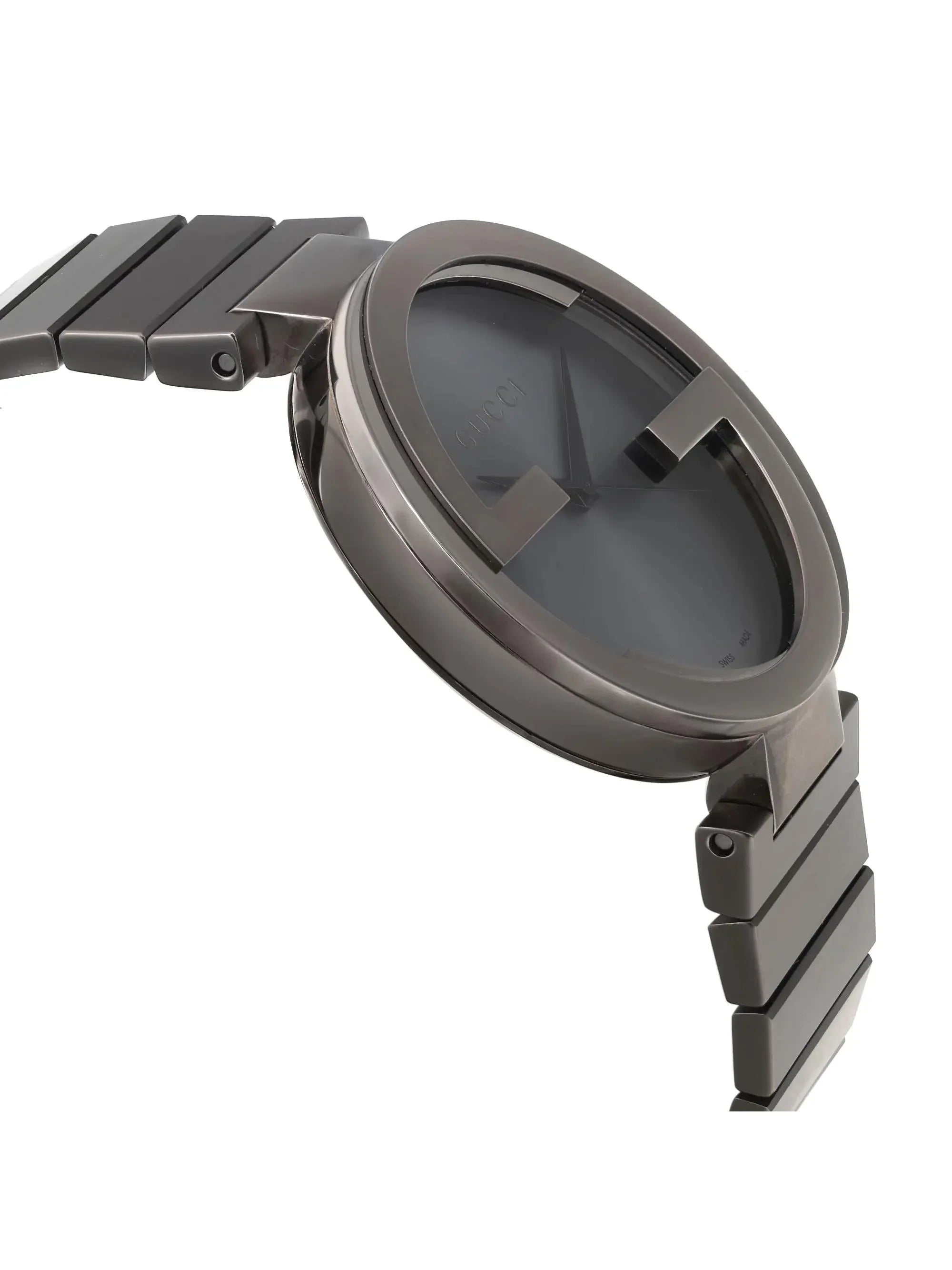 New Gucci Interlocking   Steel Anthracite Dial Grey Quartz Watch