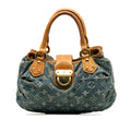 Pre-Owned Authenticated Louis Vuitton Monogram Pleaty Denim Fabric Blue Handbag Top HandleBag Unisex (Good)