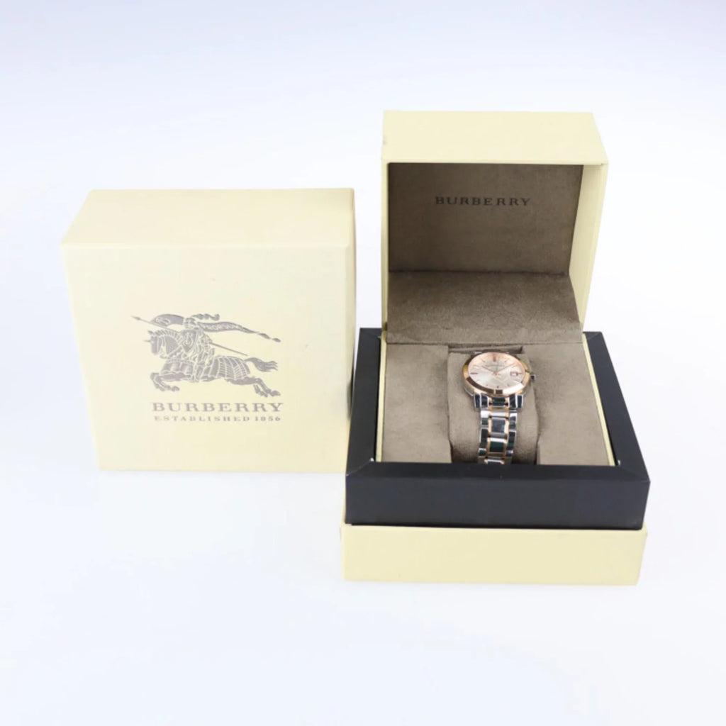Pre-Owned  Burberry   watch  stainless steel silver rose gold quartz (Good)
