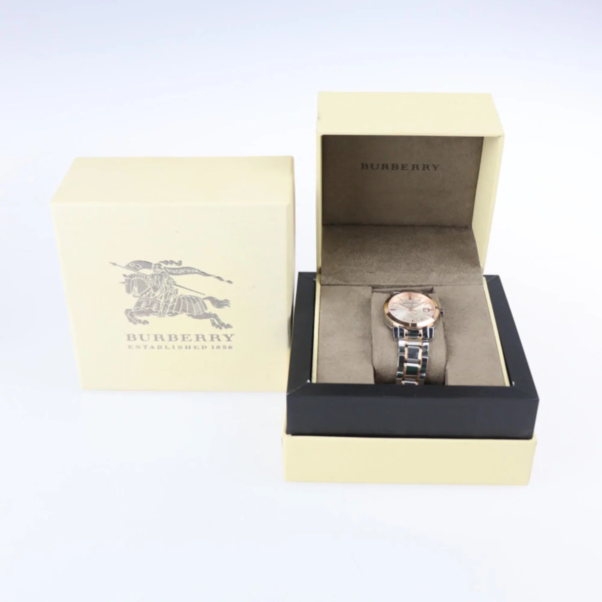 Pre-Owned  Burberry   watch  stainless steel silver rose gold quartz (Good)