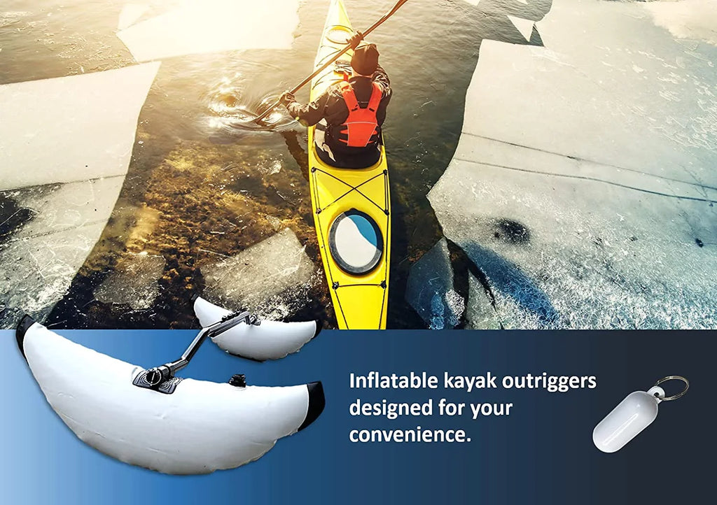 Pactrade Marine Boat Kayak Canoe Outrigger Stabilizer System  Inflatable Float Buoy Buoyant Fishing Grey Gray Tube Sidekick Arm Kit Breath Kayaking Rod Adjustable Accessories Repair Patches Outdoor