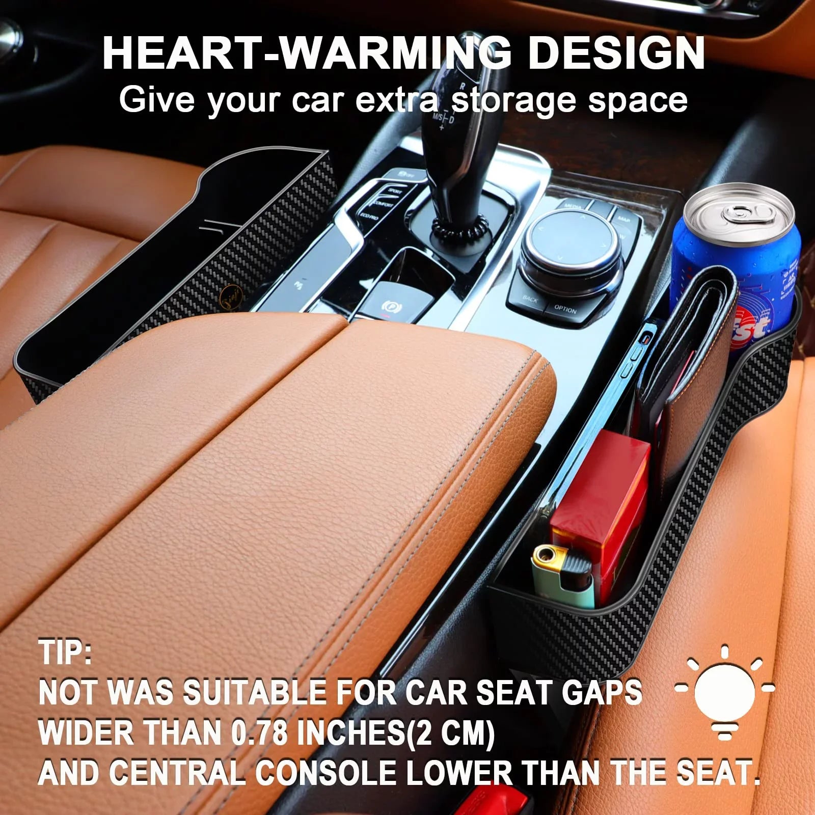 2 Pack Car Seat Gap Filler Organizer,Multifunctional Car Seat Organizer with Cup Holders 2 Seat Hooks for Drink,Car Organizer Front Seat