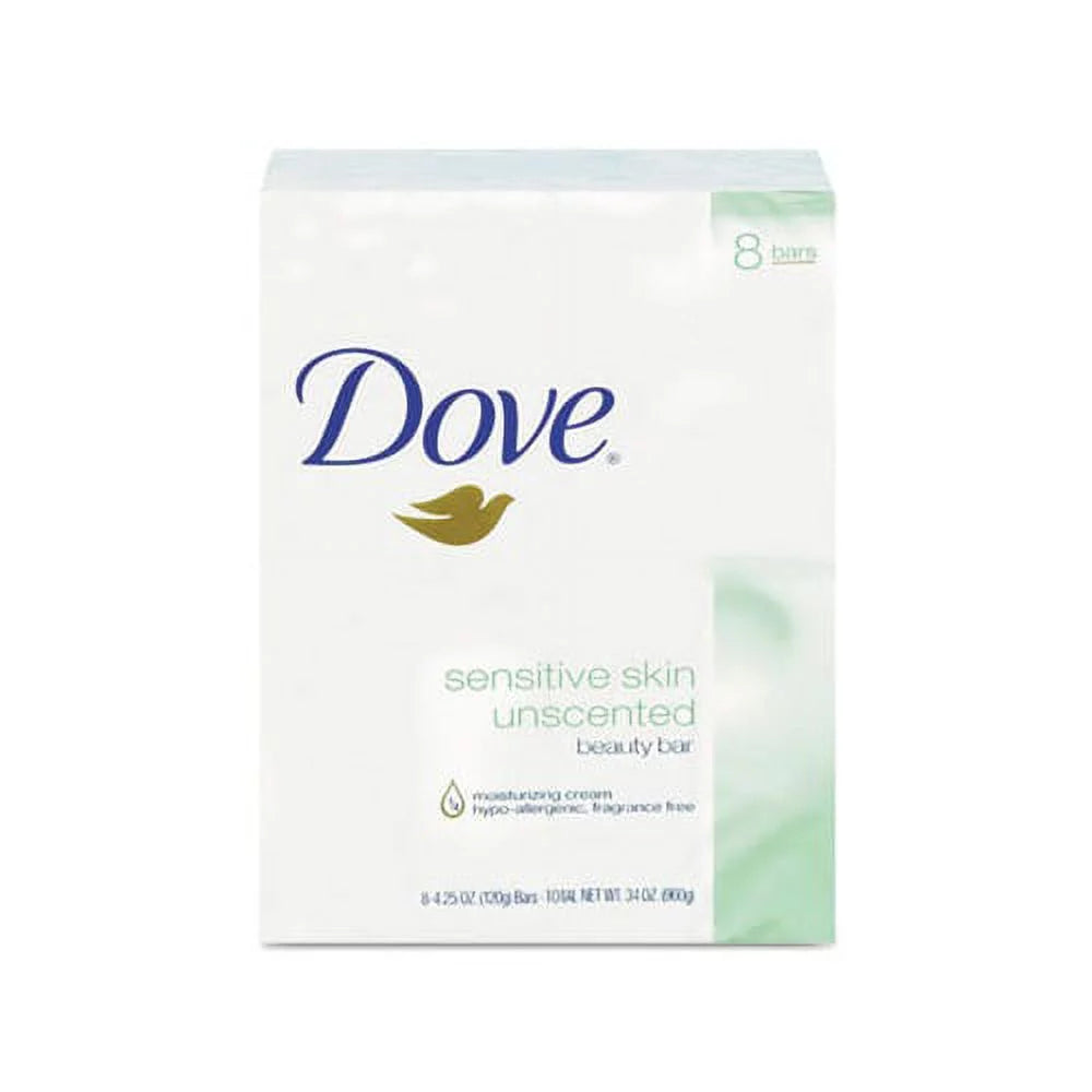 Sensitive Skin Bath Bar Unscented, 4.5 oz Bar, 8 Bars/Pack, 9 Packs/Carton