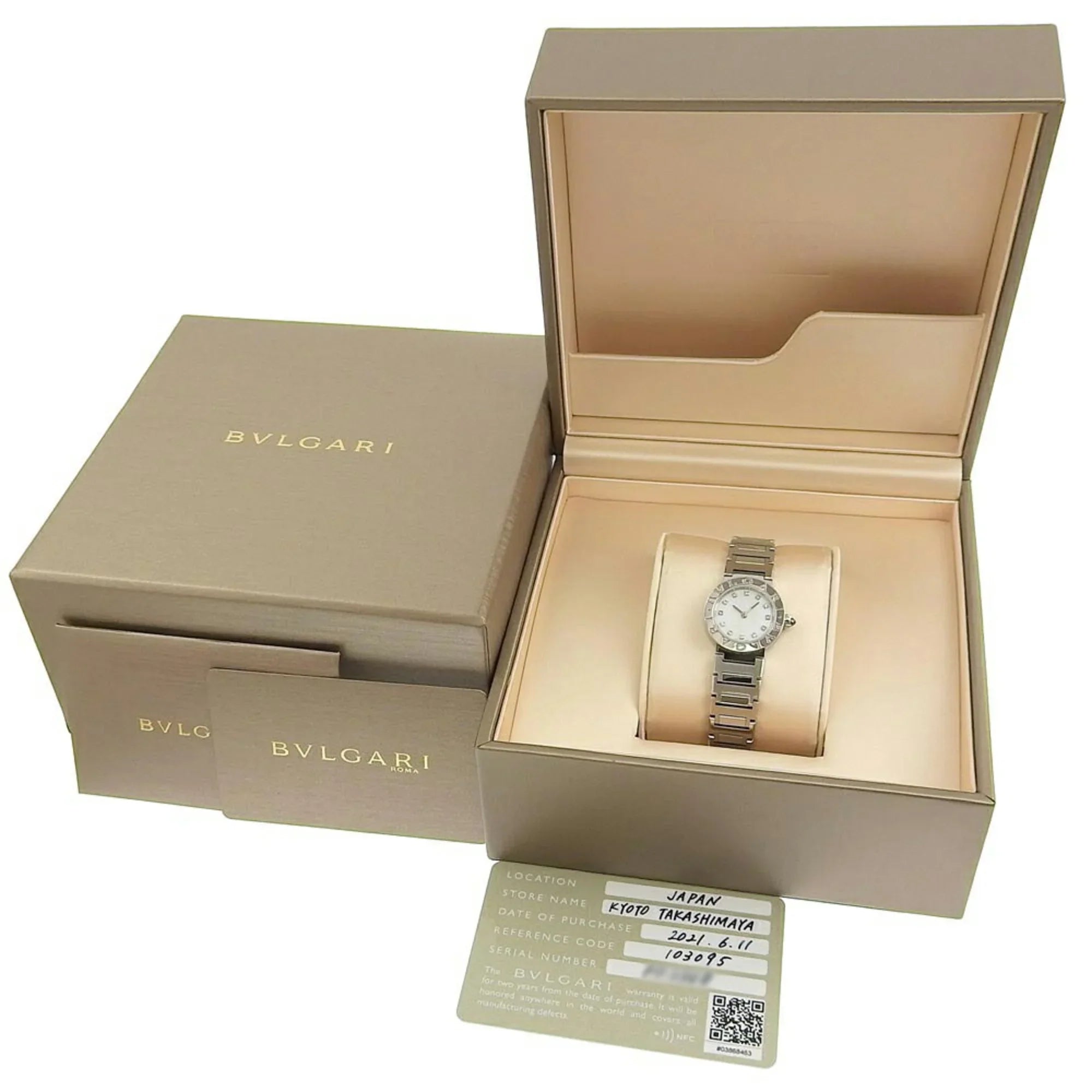 Pre-Owned Bulgari  Battery Watch 12P Diamond Mother of Pearl Shell Dial  103095 (Like New)