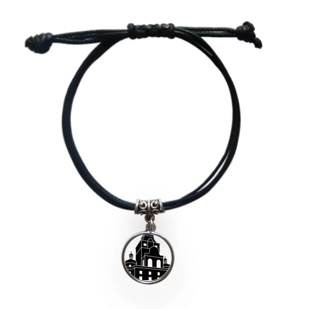 Germany Famous Building Architecture Bracelet Leather Rope Wristband Black Jewelry