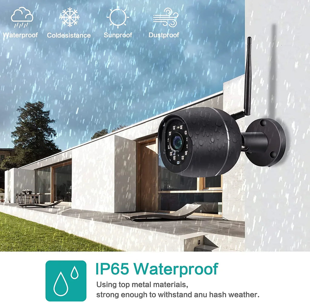 Security Cameras, 2 Pack 1080P WiFi Full Metal Case Cameras for Home Security Outdoor Waterproof Bullet Camera Two-Way Audio, Motion Detection Alert,  Card Cloud, Compatible with Alexa
