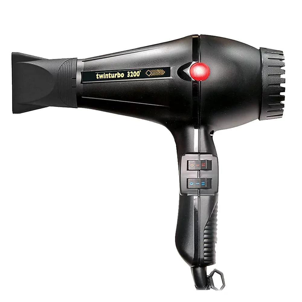 Bundle 2: (1) Turbo Power Twin Turbo 3200 Hair Dryer Black and (1)  Hair Designs Metal Mesh Diffuser