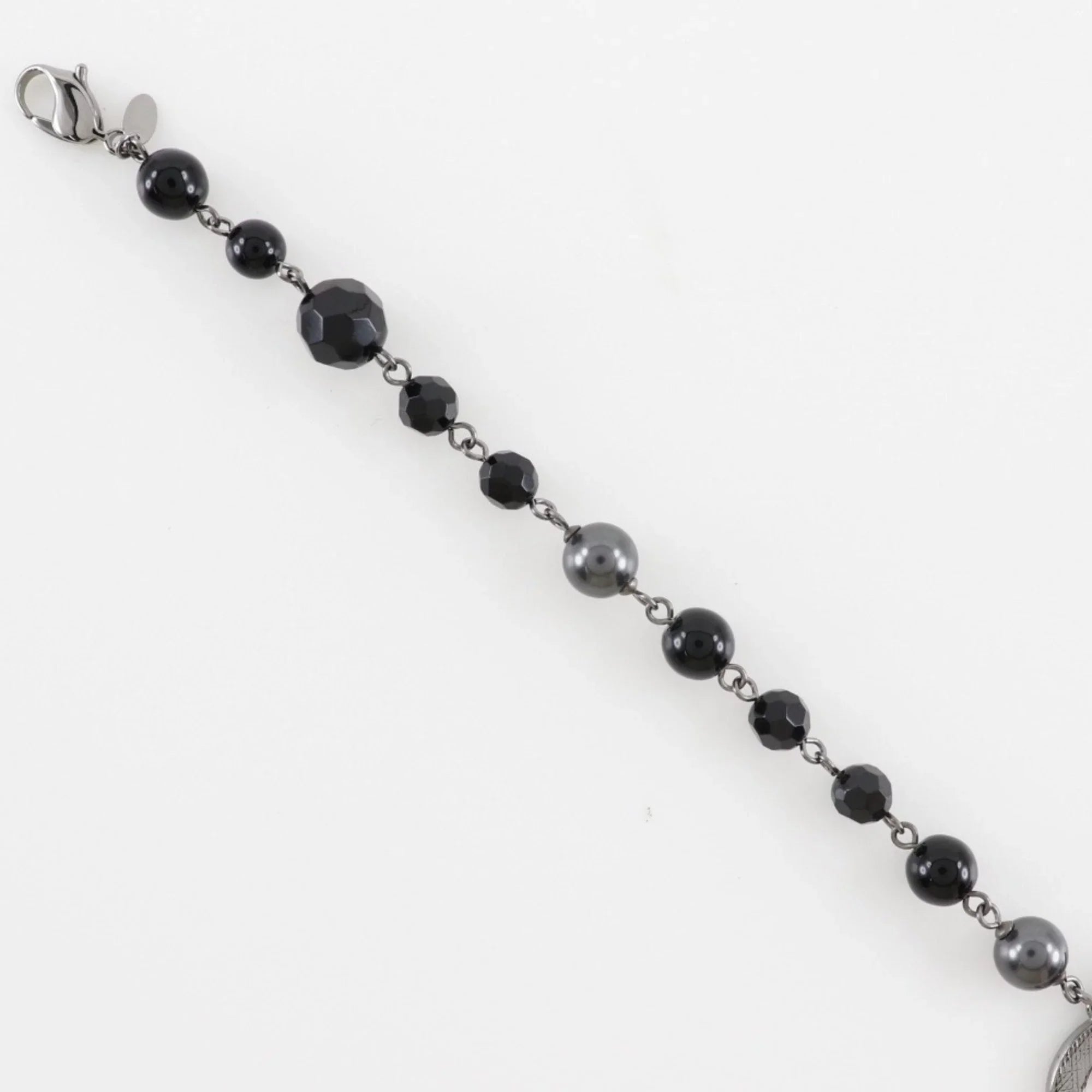 Pre-Owned  Chanel Coco Mark Bracelet Metal x Fake Pearl Plastic Silver/Black 09V Women's (Good)