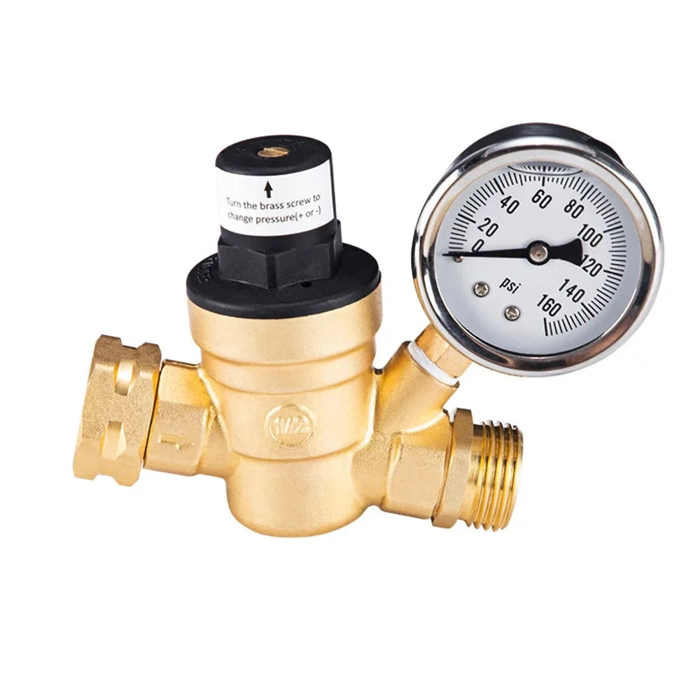 Andoer Valve,Reducer With 0-160psi With 0-160psi And Valve -free Brass 0-160psi And Inlet And Inlet Screened Inlet Screened Filter Brass Adjustable Water Huiop Valve -free Brass Water Pressure