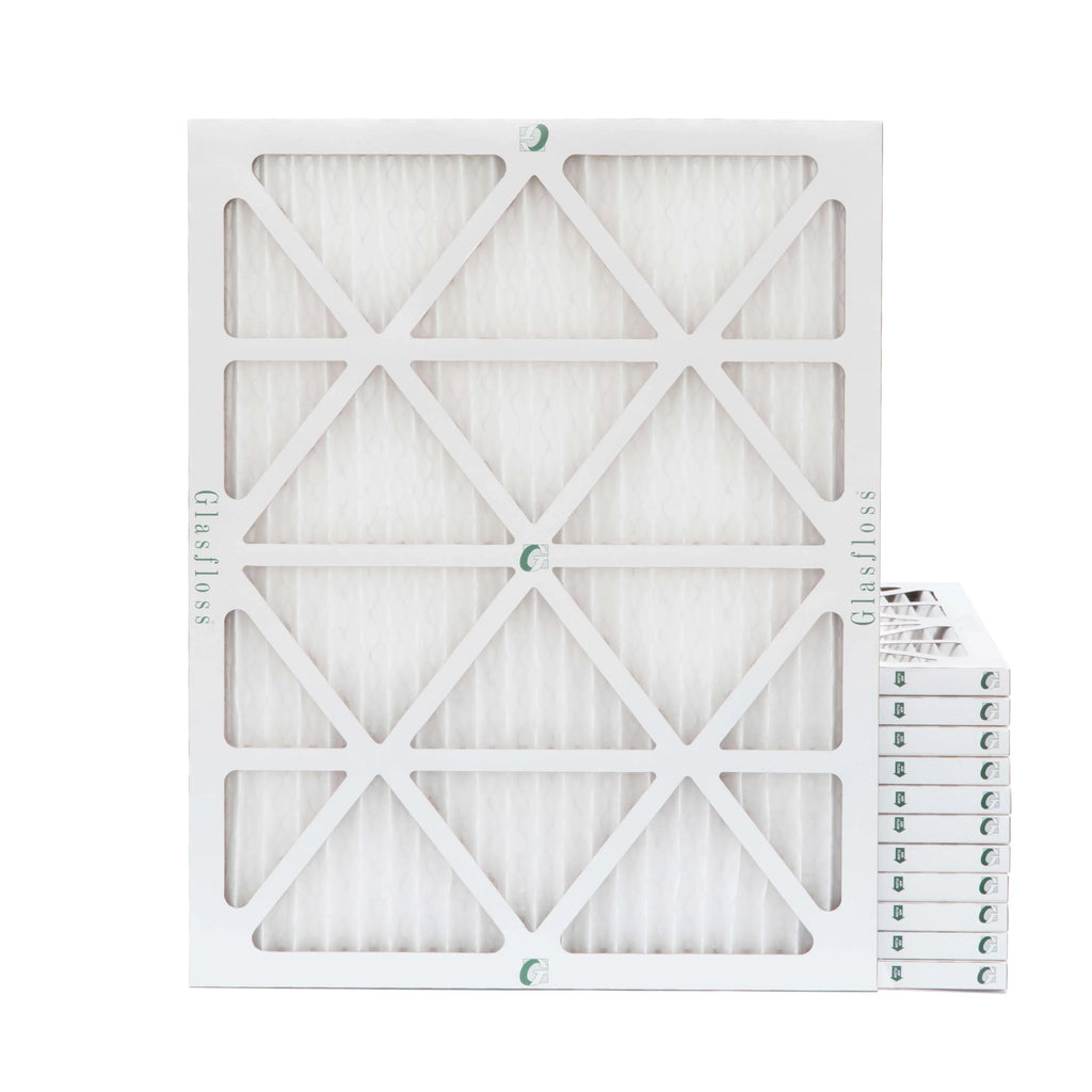 12 Pack of 18x20x1  13 Pleated Air Filters by Glasfloss. Actual Size: 17-1/2 x 19-1/2 x 7/8