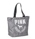 Victoria's Secret Pink Large Weekender Canvas Tote Bag Heathered Gray/Black