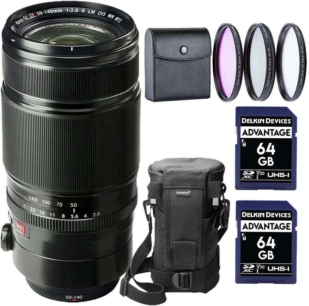 Fujifilm Fujinon  50-140mm .8     Lens Bundle with 2X  Memory Card, 3  Filter kit, Flexible Tripod & Lens Case | Fuji 50-140mm f2.8 ( Authorized - Fujifilm Warranty)