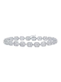 Macey Worldwide Jewelry 10k White Gold Mens Baguette Diamond Square Link Bracelet 4 Ctw