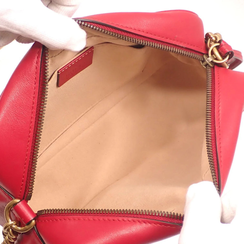 Pre-Owned Gucci Quilted Small Shoulder Bag  Marmont Women's Red Leather 447632 (Good)